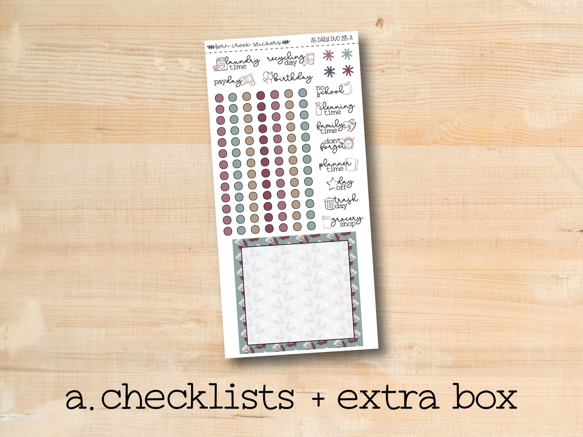 a checklist and extra box with a wooden background