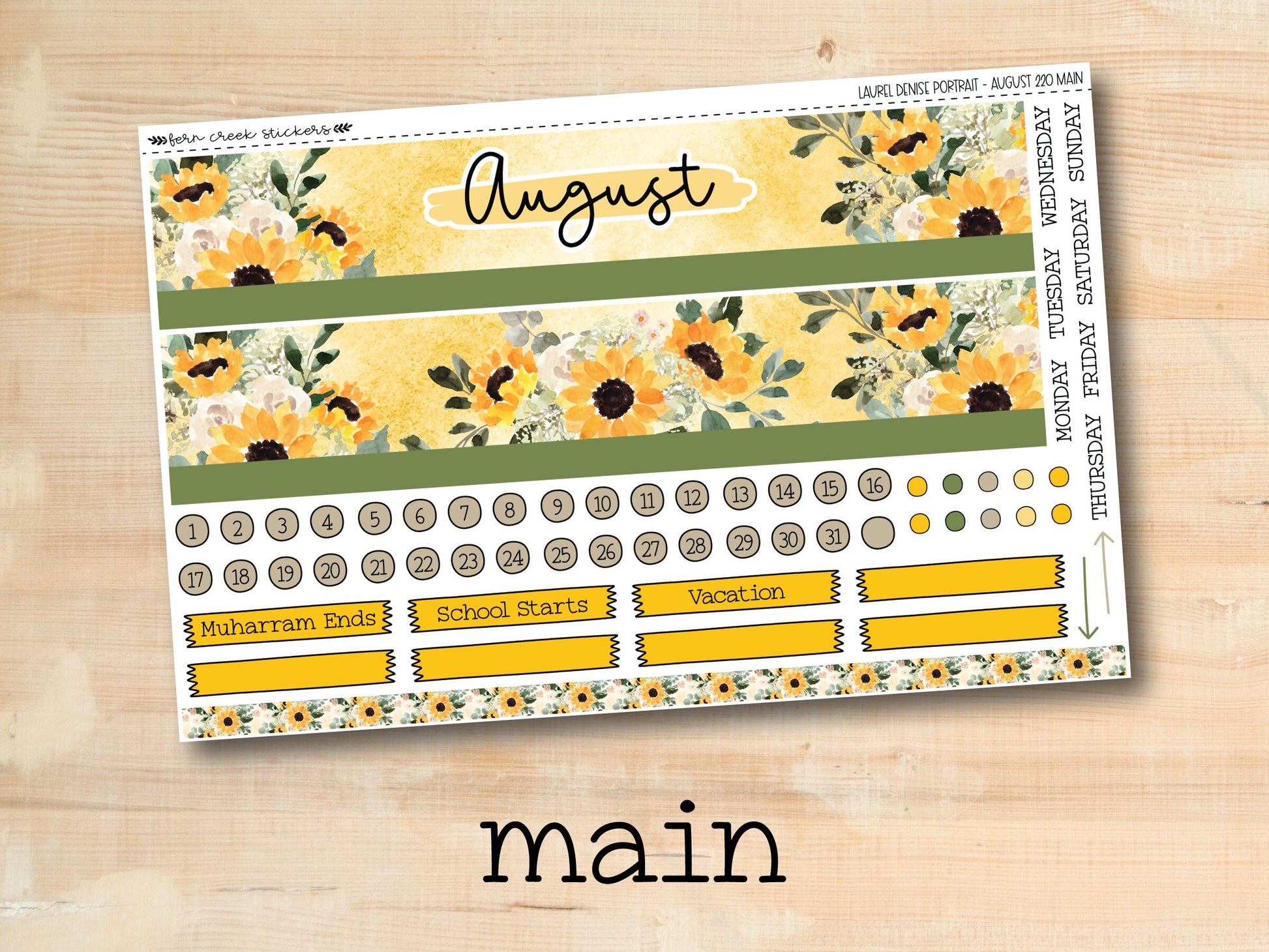 a yellow and green floral planner sticker