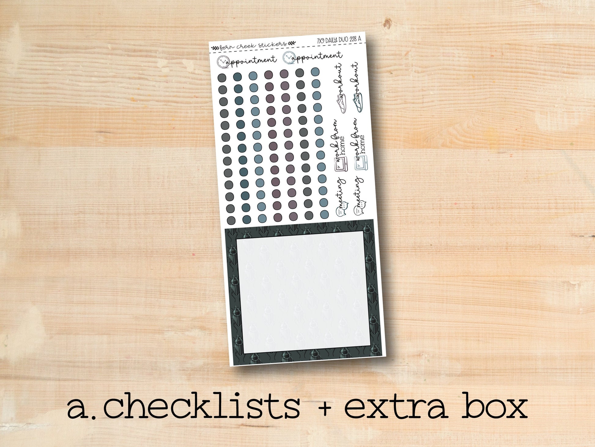 a checklist and extra box on a wooden surface