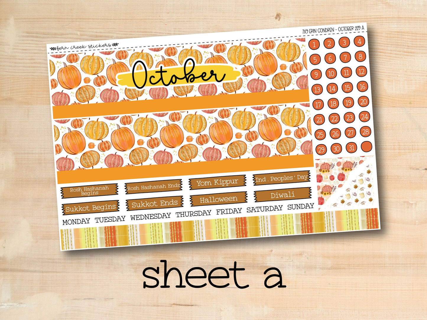 a printable planner sticker with a pumpkin theme