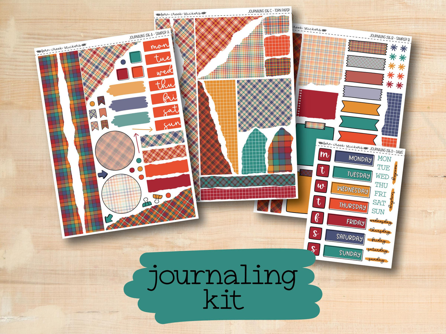 a collection of colorful stickers with the text journaling kit