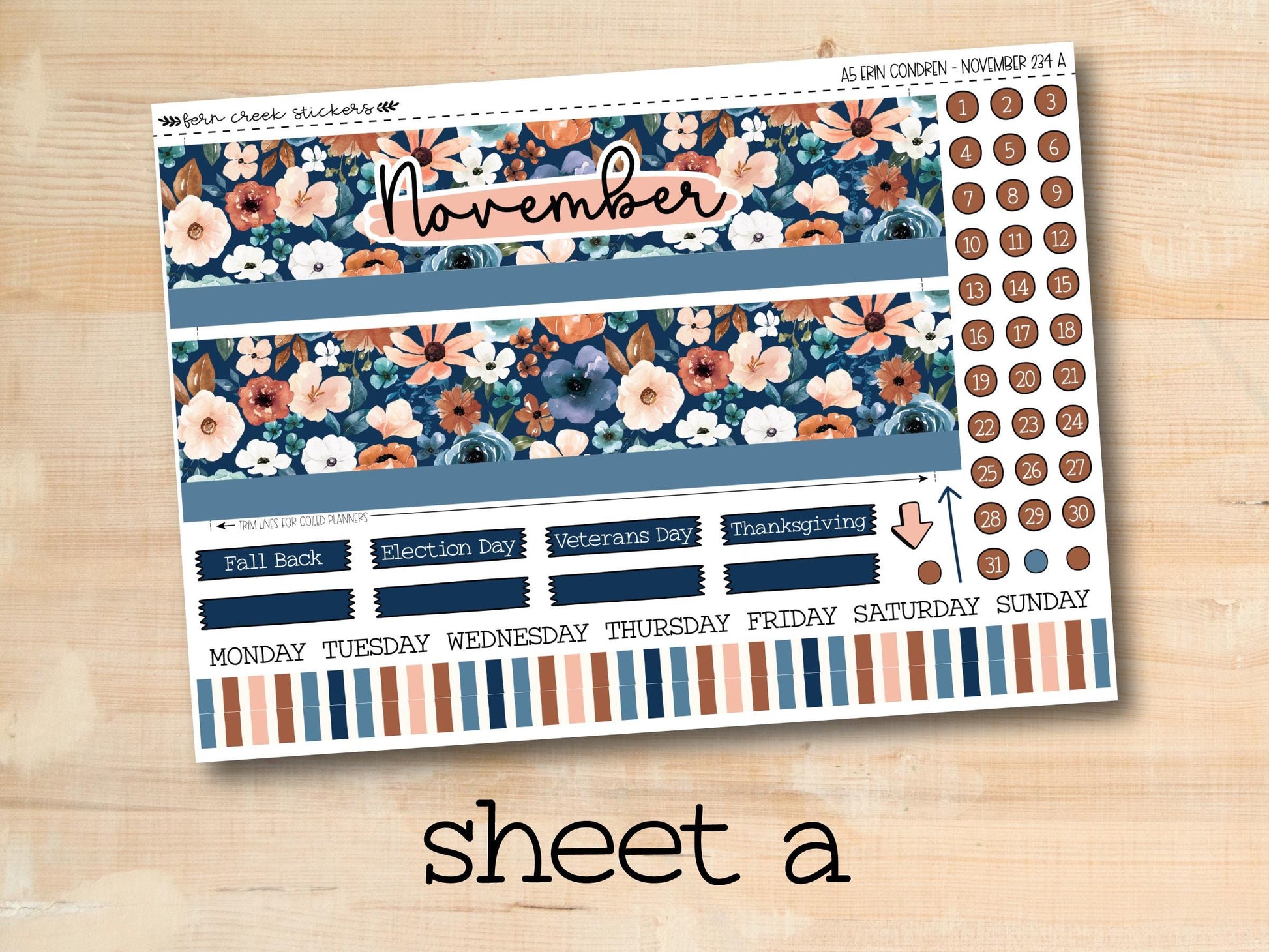 a planner sticker with a floral pattern on it