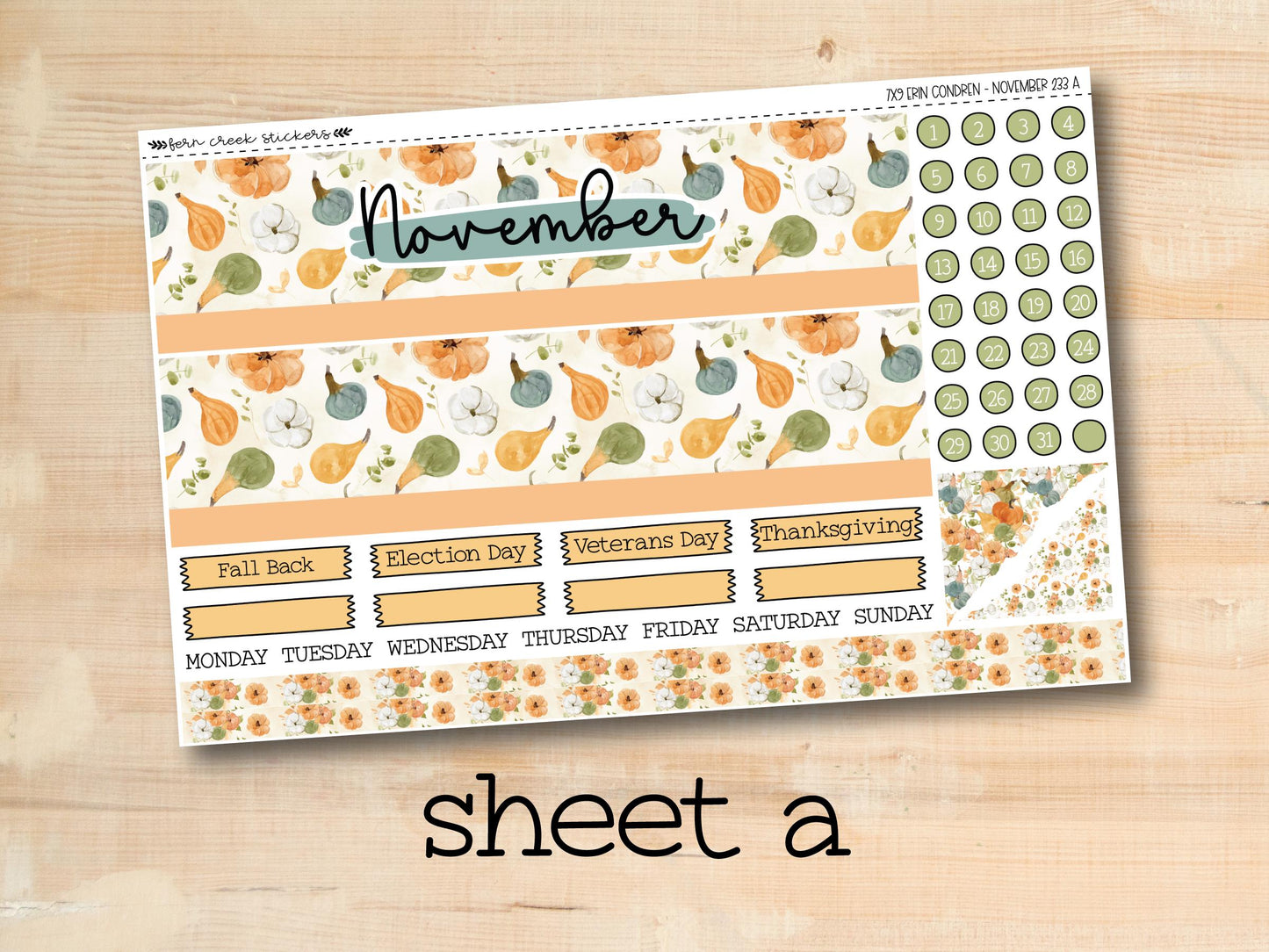 a sheet of stickers with the words november on it