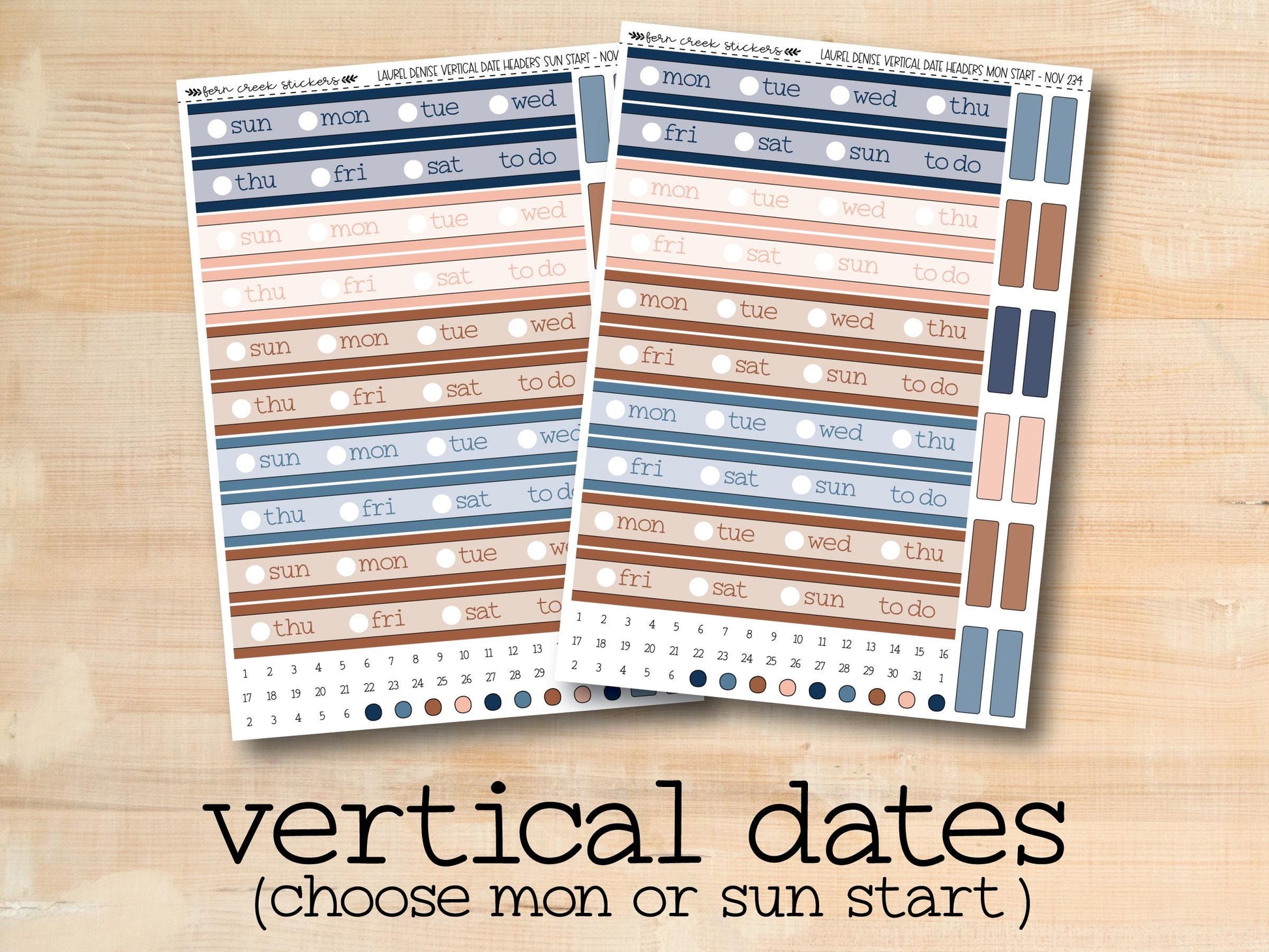 a pair of vertical striped stickers with the words vertical dates on them