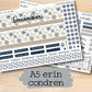 a set of four stickers with the words december and a snowflake pattern