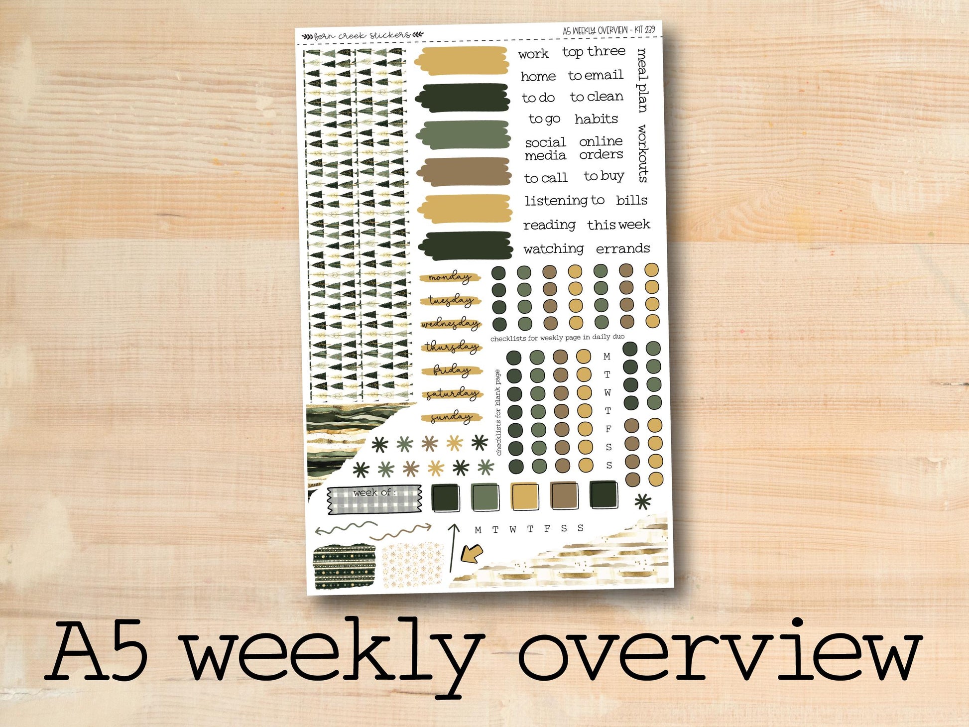 a5 weekly overview sticker sheet