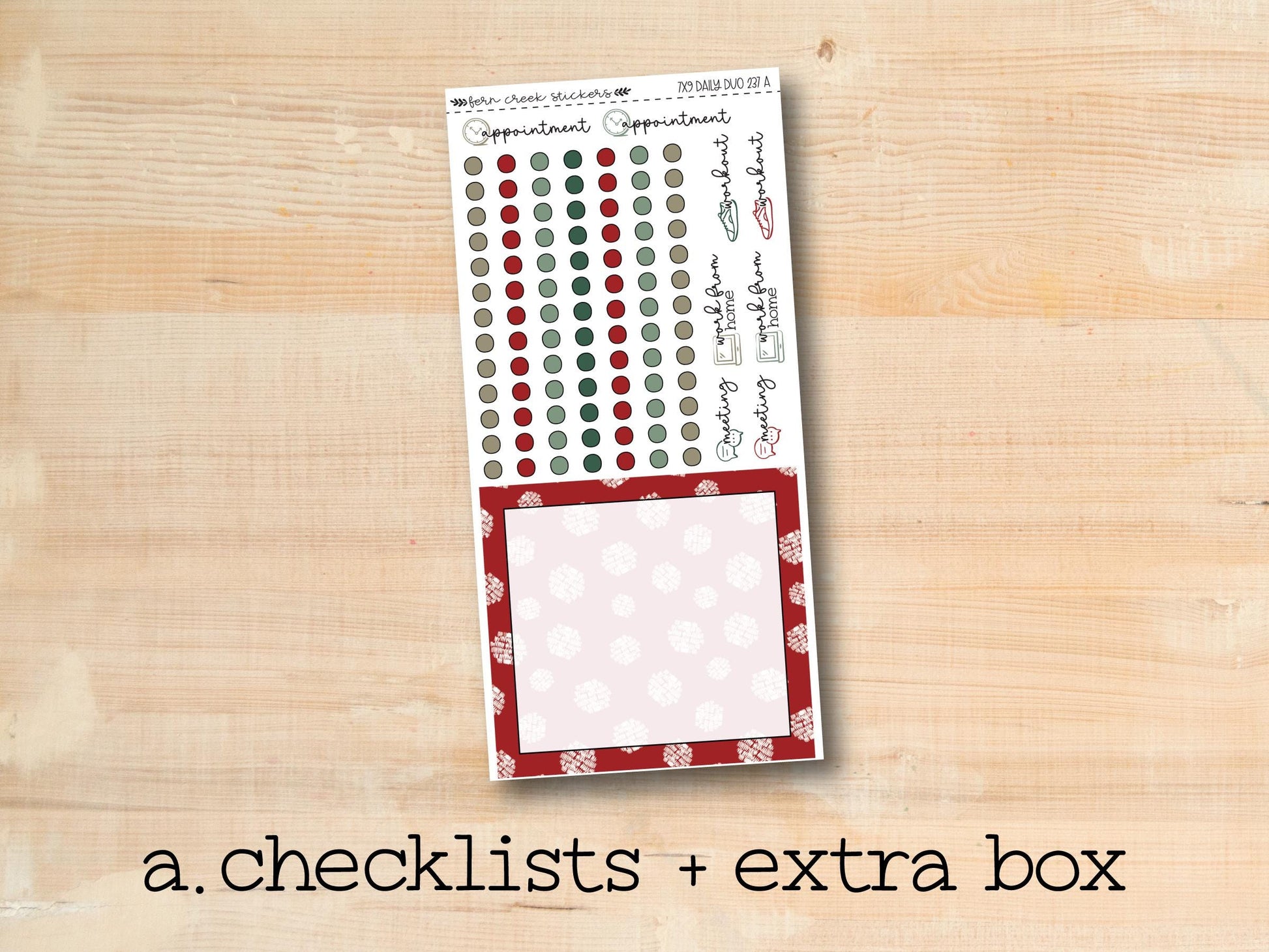 a checklist and extra box on a wooden surface