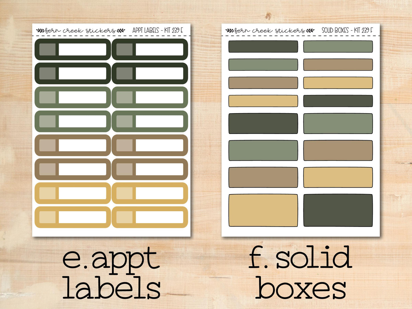 a wooden table topped with lots of different types of labels