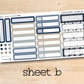 a sheet of stickers with a wooden background