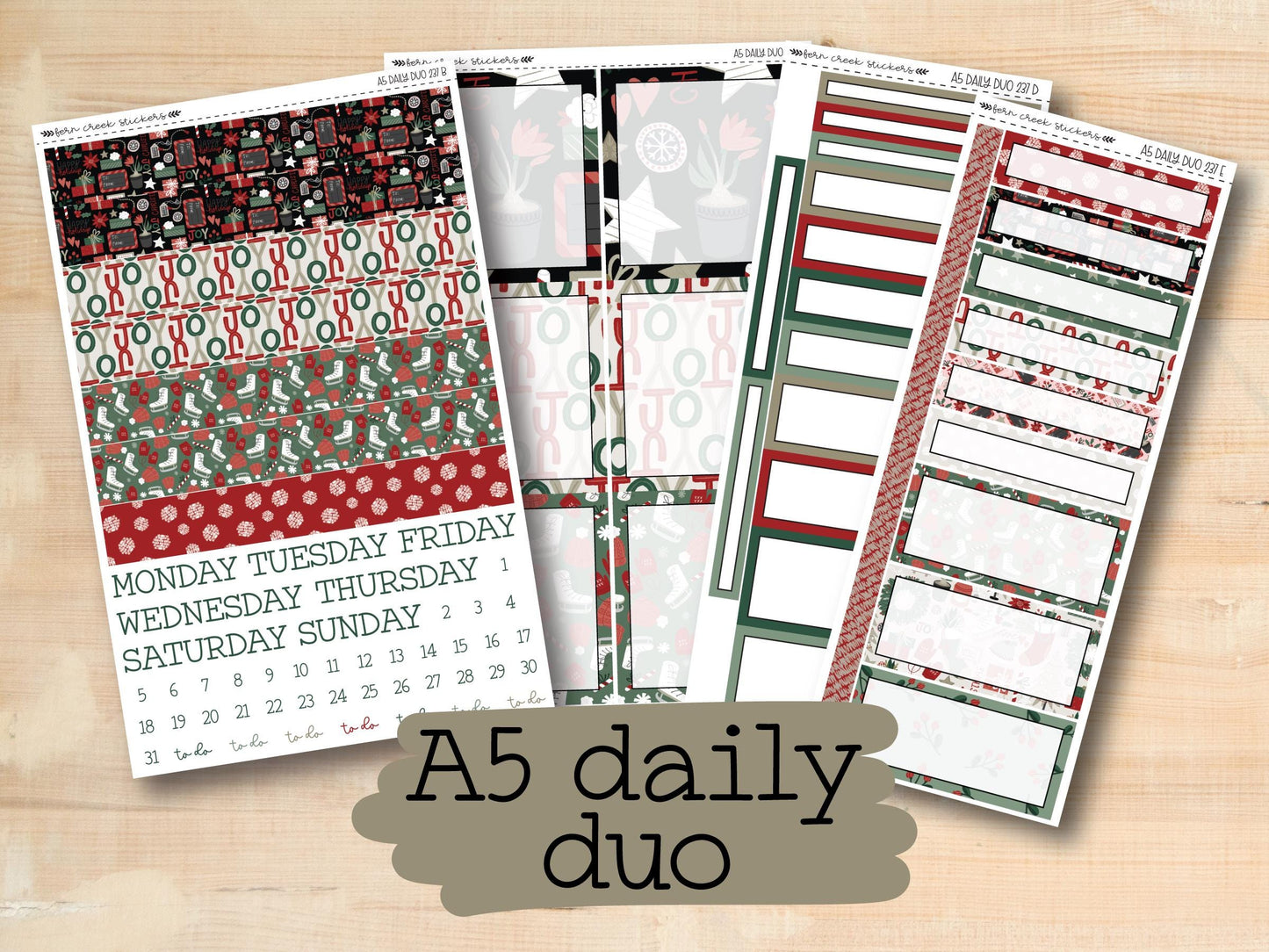 a5 daily planner stickers with a christmas theme