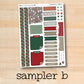 a wooden table with a wooden surface and a sticker that says sample b