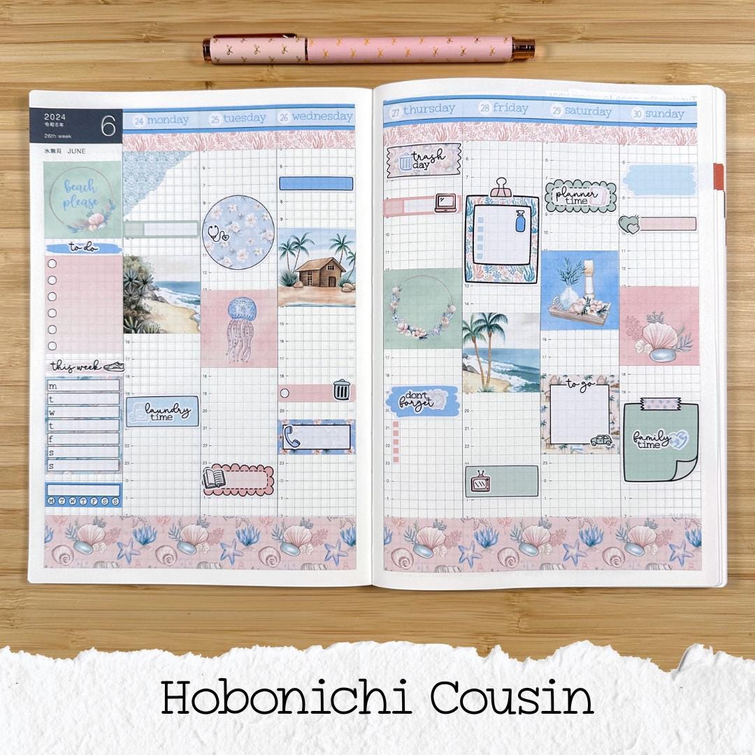 a page in a planner with the words hobonichi cousin written