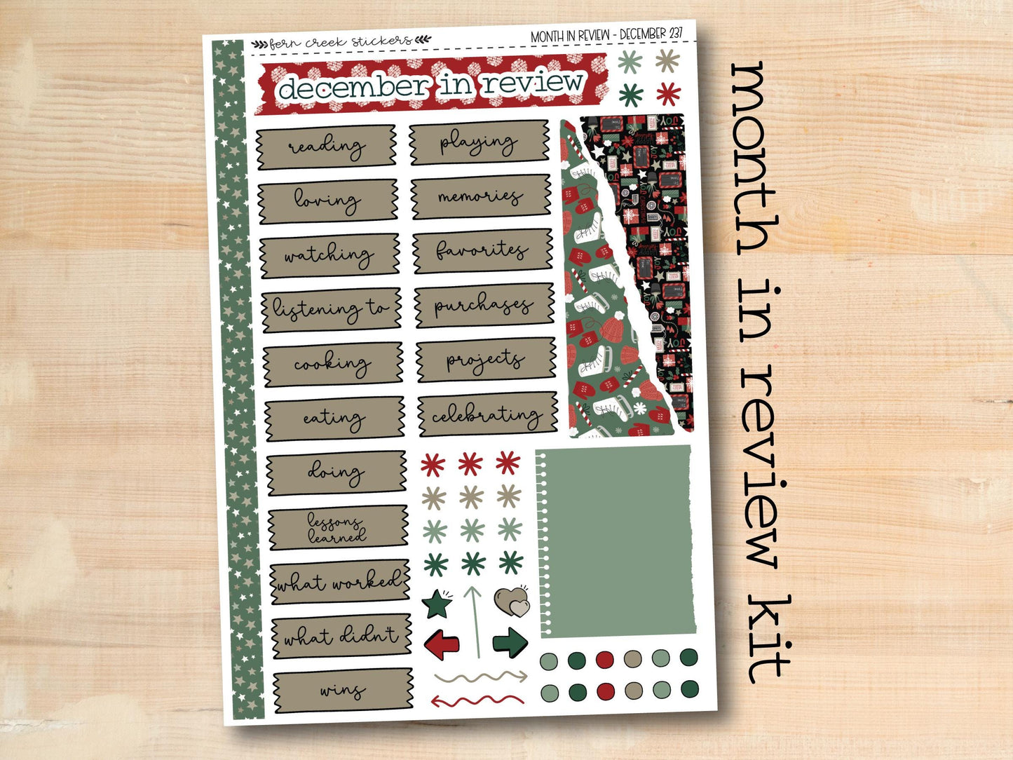 a christmas planner sticker on a wooden surface