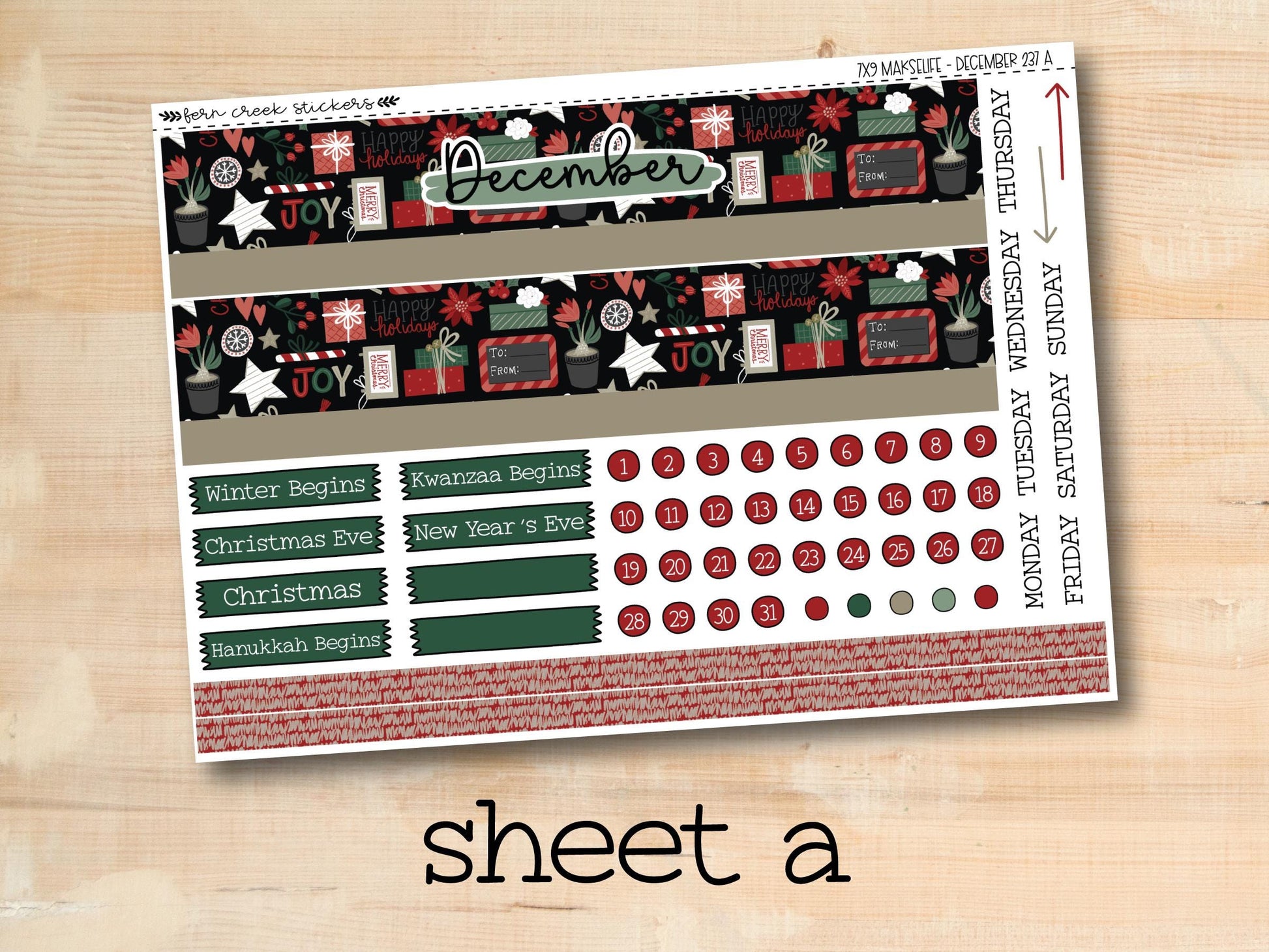 a sheet of stickers with a christmas theme