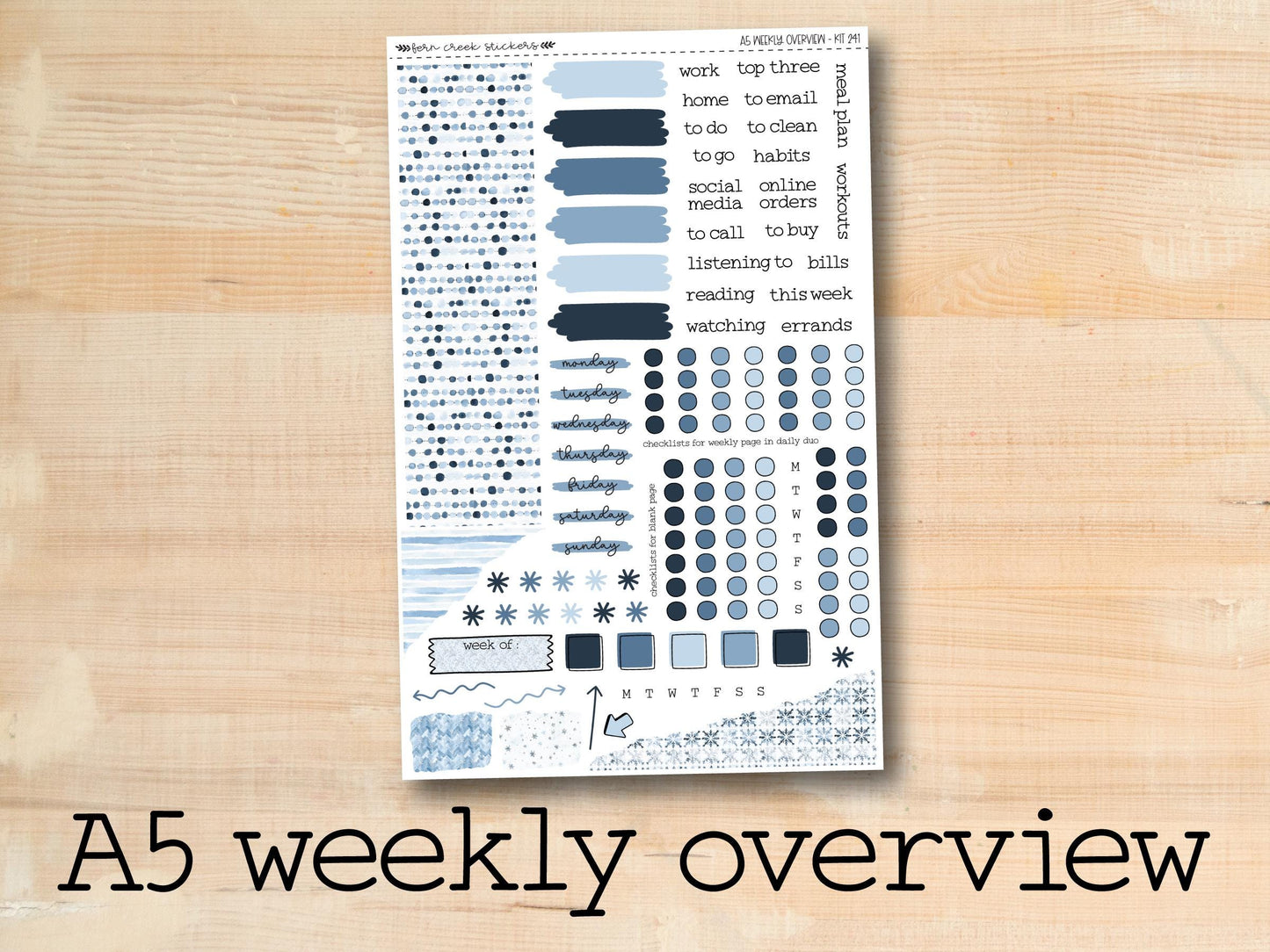 a5 weekly overview sticker sheet