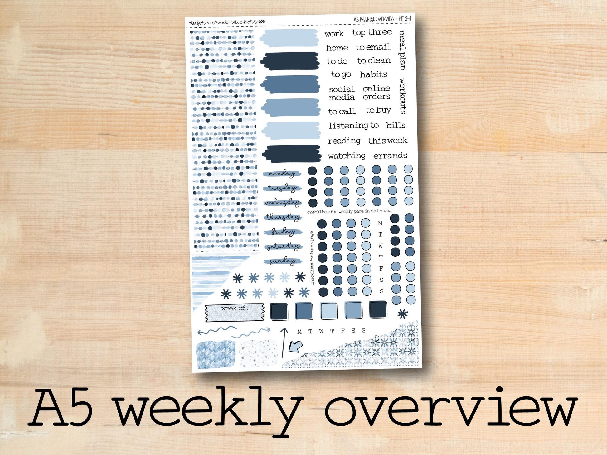 a5 weekly overview sticker sheet