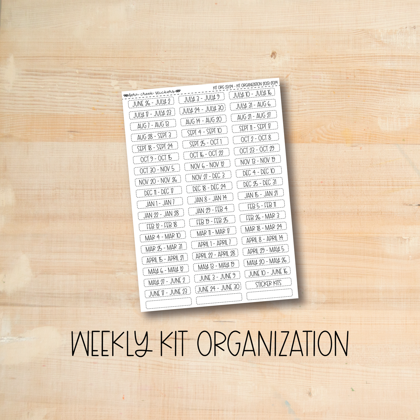 KIT-ORG || Weekly Kit Organization Stickers