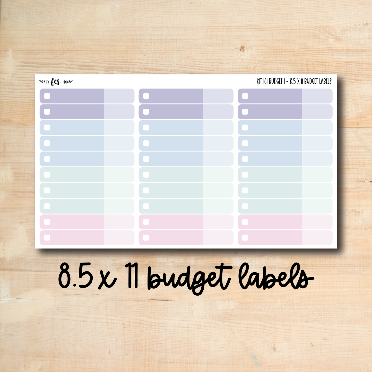 BUDGET-161 || COTTAGE GARDEN 8.5x11 budget labels