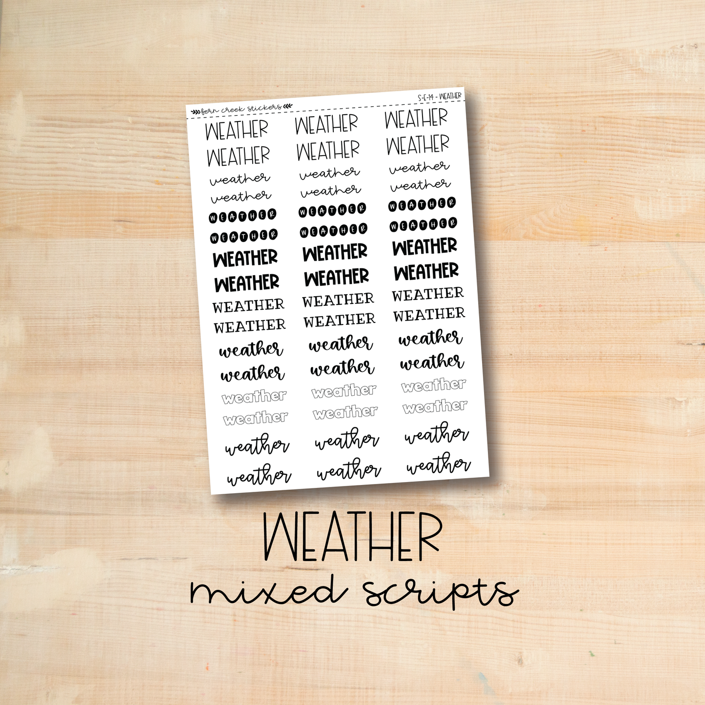 S-E-14 || WEATHER mixed script stickers