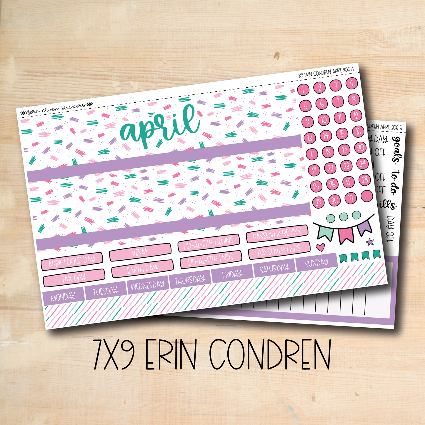 a pair of planner stickers with the words april on them