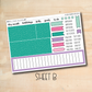 a planner sticker with a green and pink pattern