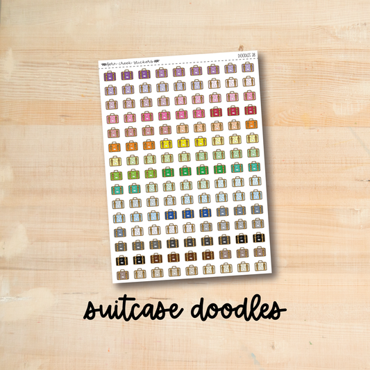 DOODLES-38 || SUITCASE doodle planner stickers