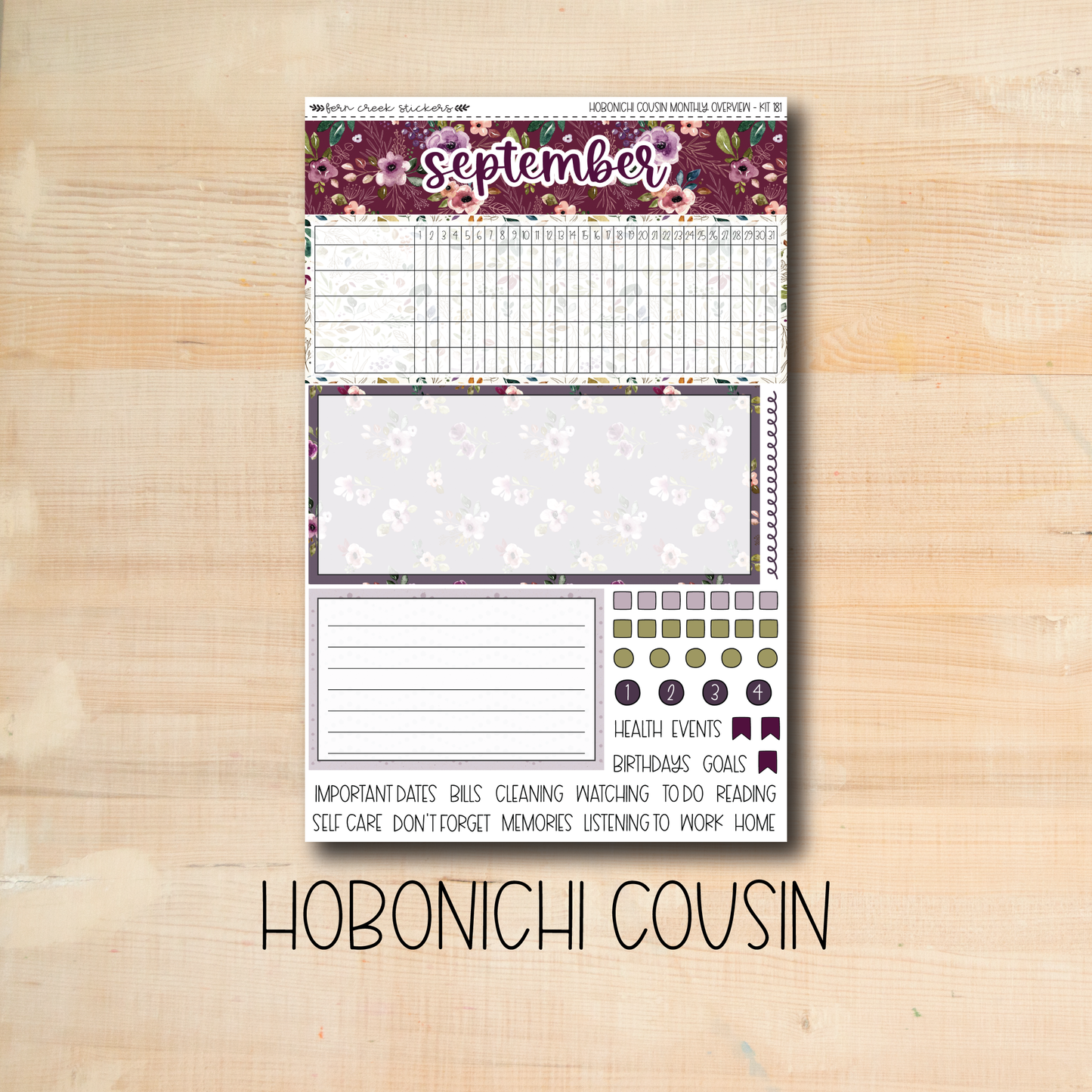 HCMO-181 || AUTUMN AMETHYST September Hobonichi Cousin monthly overview