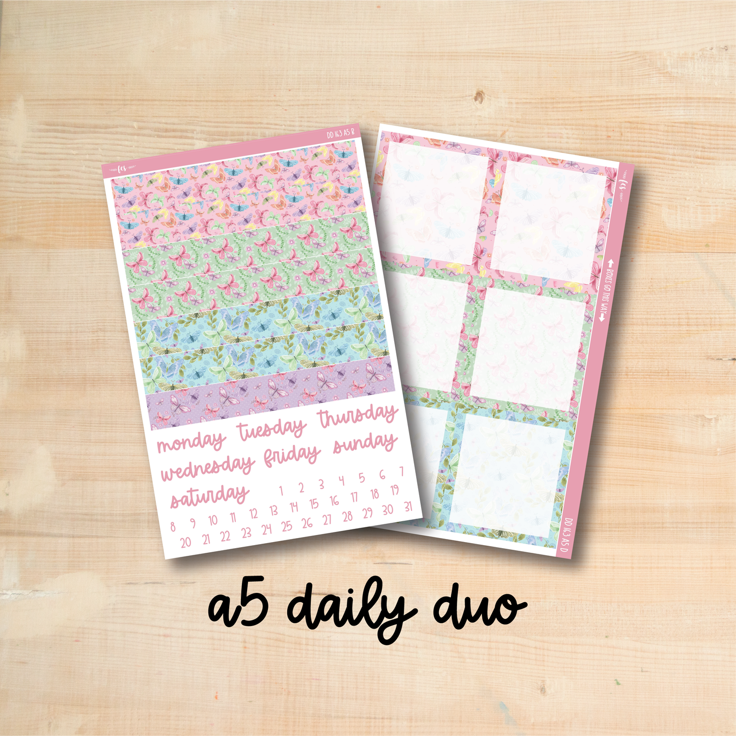 A5 Daily Duo 162 || FLUTTERBYE A5 Erin Condren daily duo kit