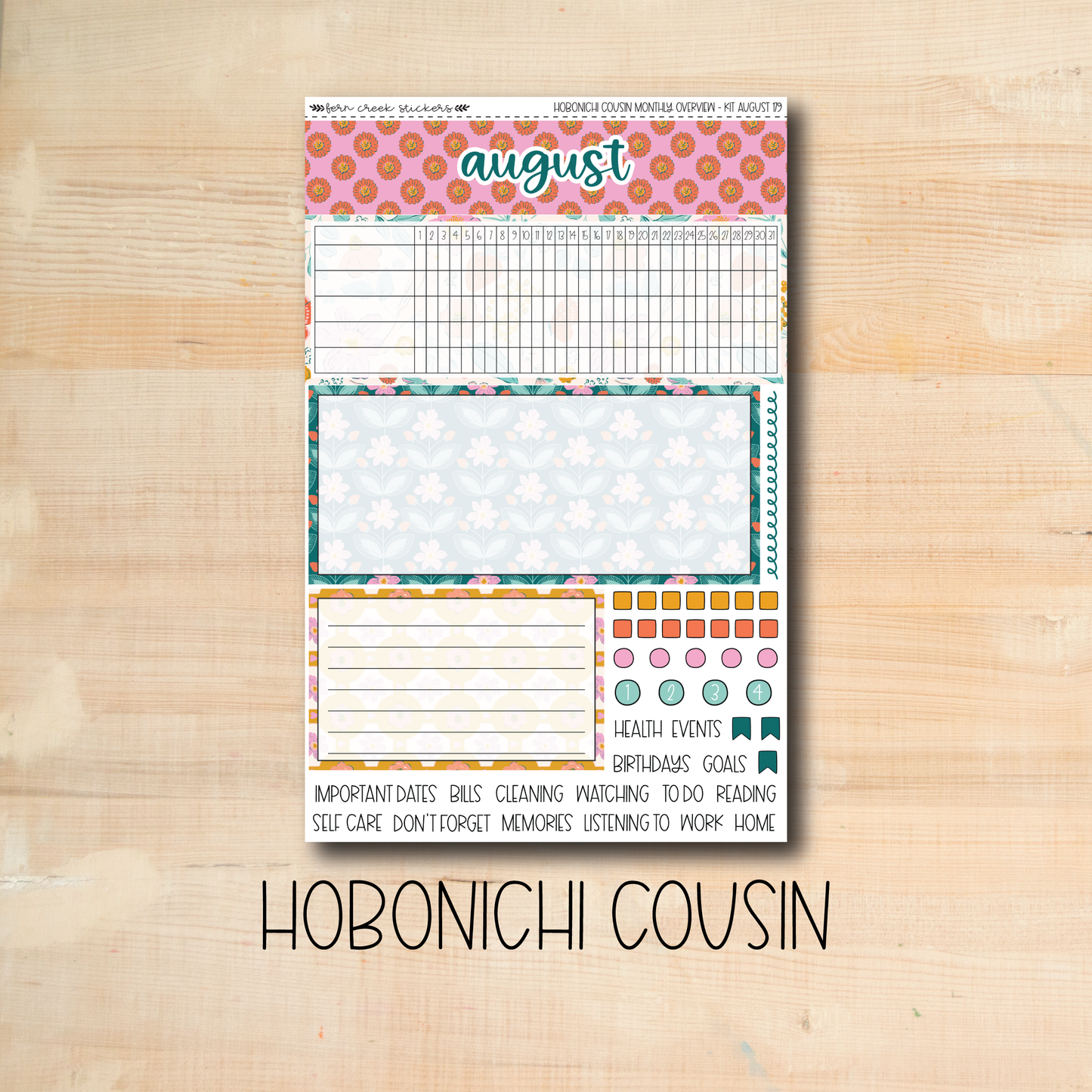 HCMO-179 || SUMMER SUN August Hobonichi Cousin monthly overview