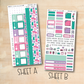 two planner stickers with different designs on them