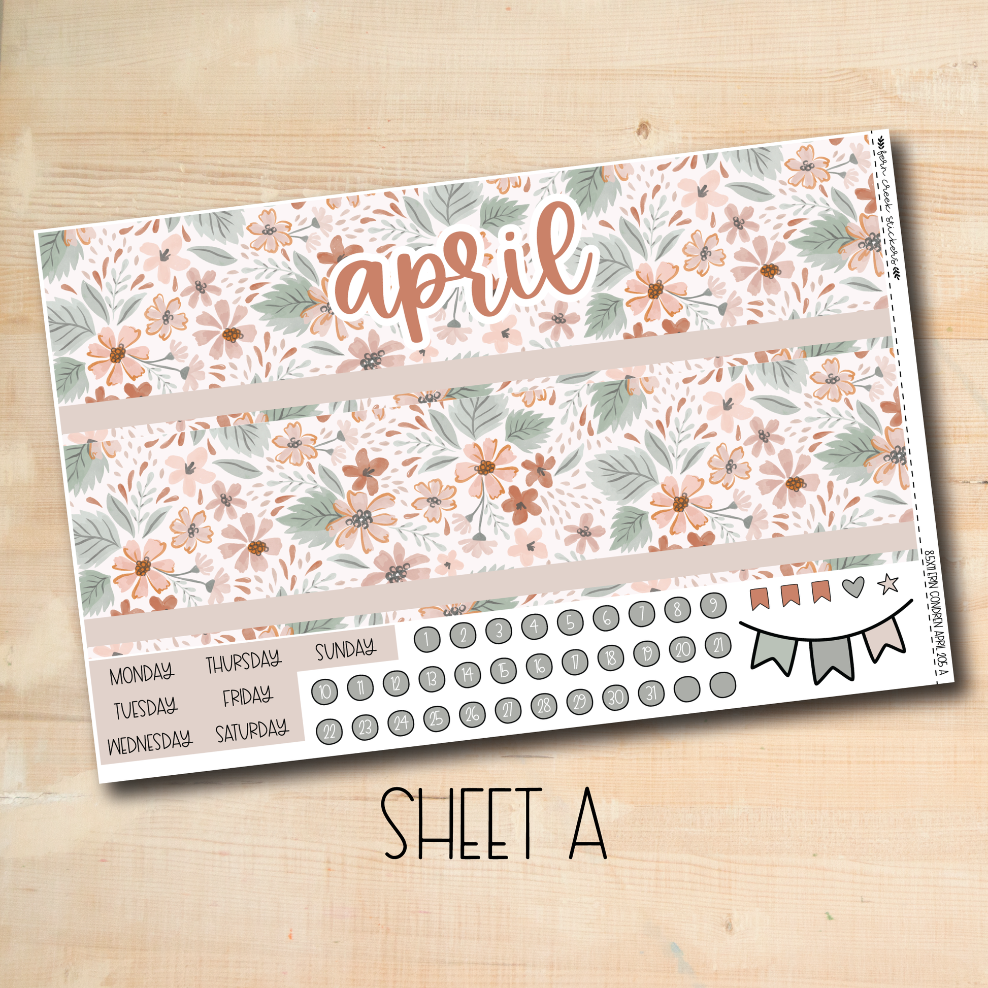 a sticker sheet with a floral pattern on it