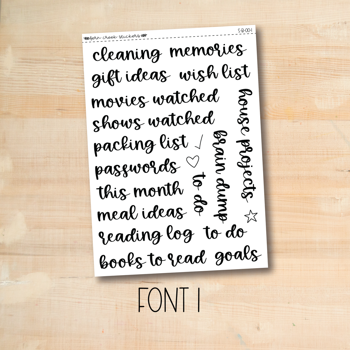 S-B-00 || Mixed notes page header script stickers