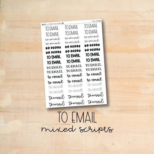 S-E-16 || TO EMAIL mixed script stickers
