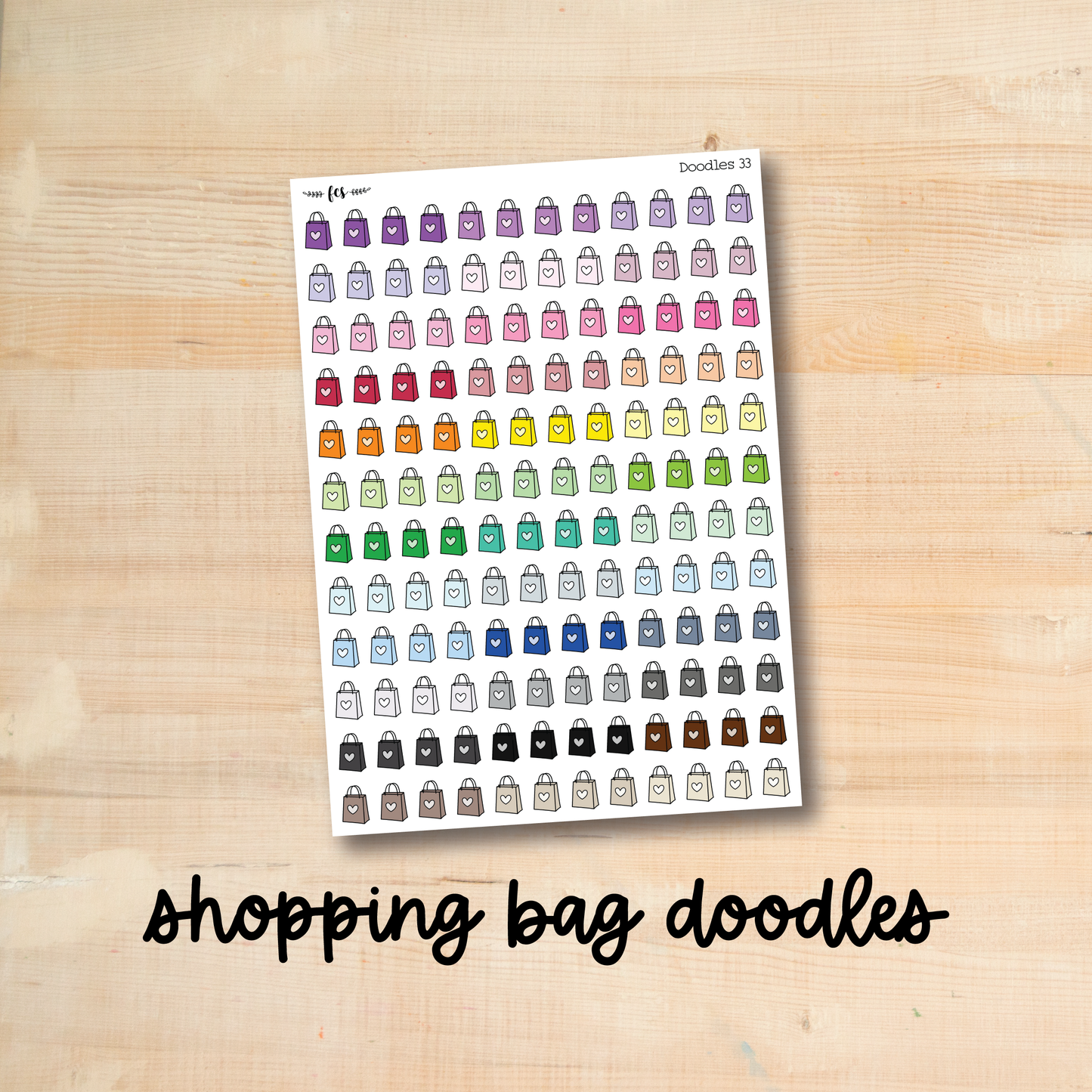 DOODLES-33 || SHOPPING BAG doodle planner stickers