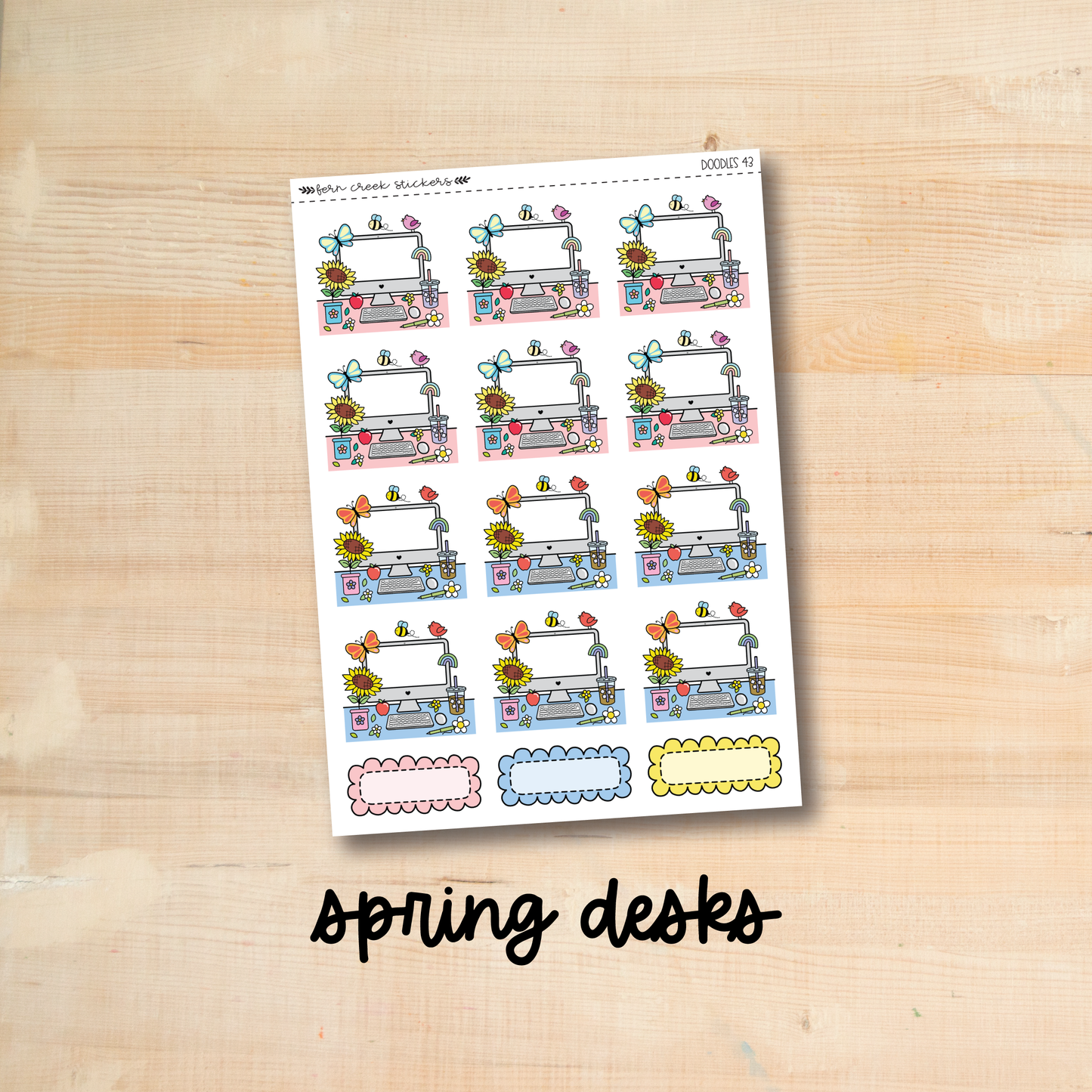DOODLES-43 || SPRING DESKS doodle planner stickers