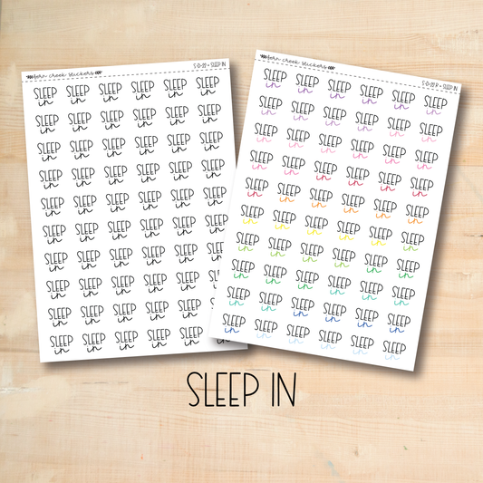 two sheets of stickers with the words sleep in them