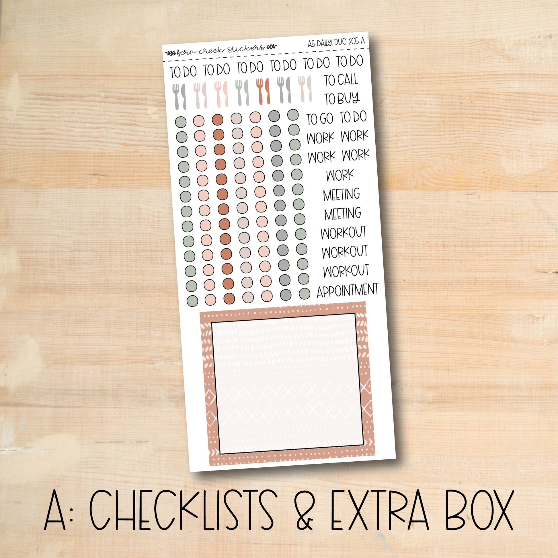a checklist and extra box of stickers