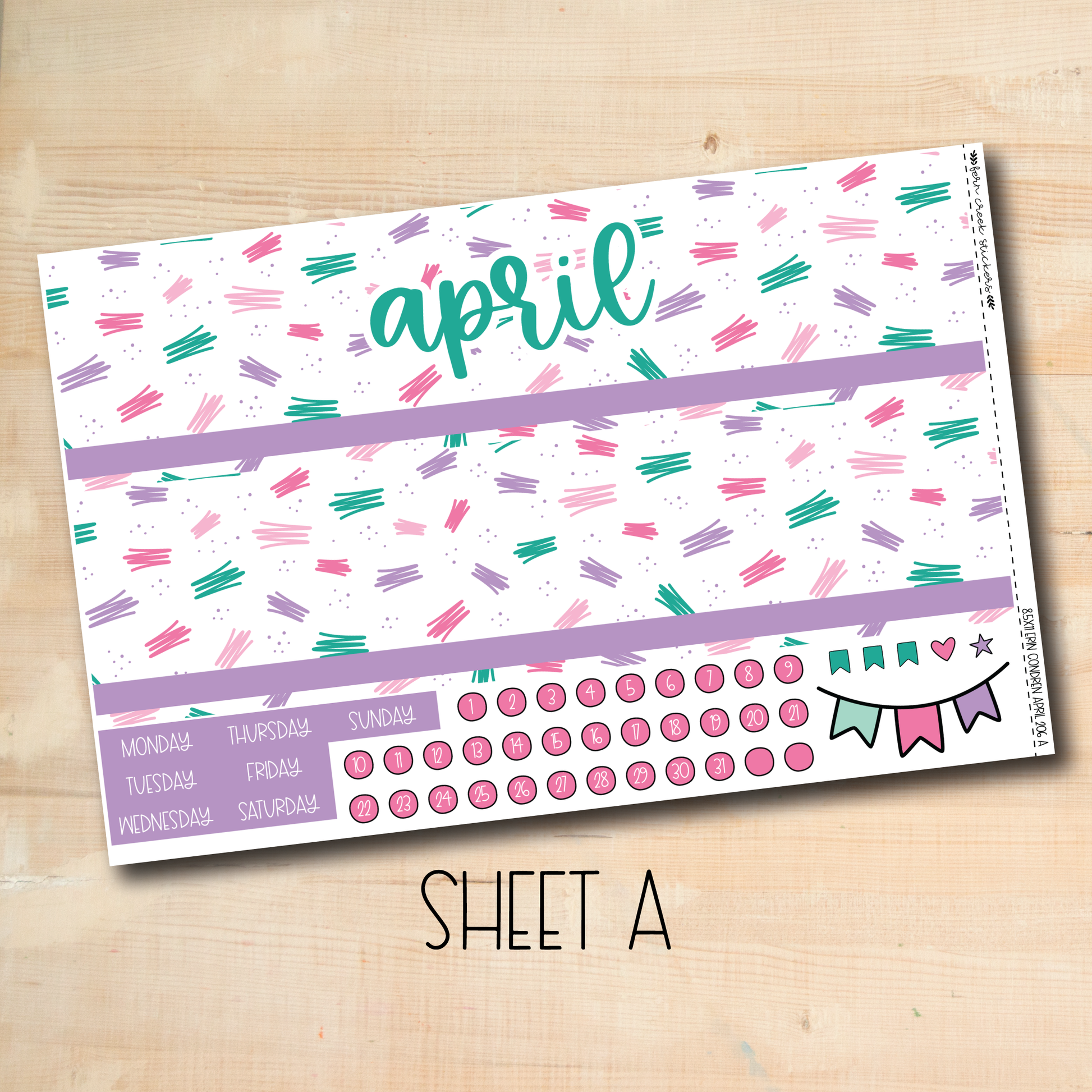 a sheet of paper with the word april written on it