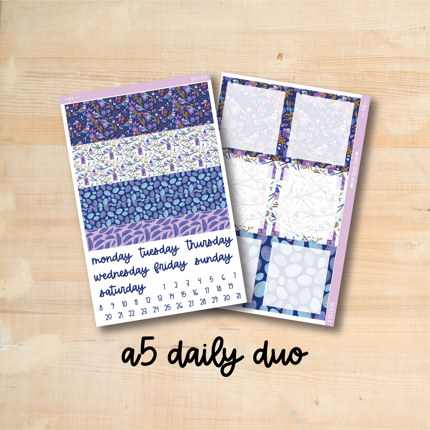 A5 Daily Duo 163 || FANCY FEATHERS A5 Erin Condren daily duo kit