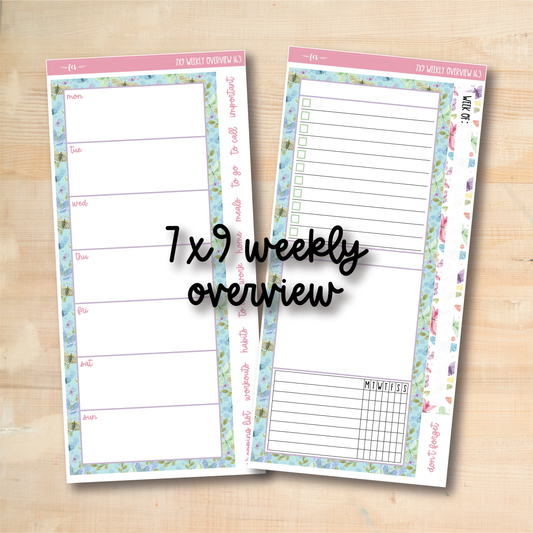 7x9-WO 162 || FLUTTERBYE 7x9 Daily Duo Erin Condren Weekly Overview