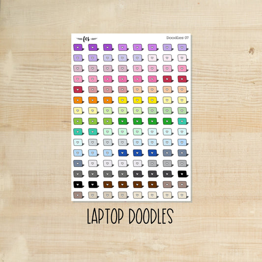 DOODLES-07 || LAPTOP doodle planner stickers