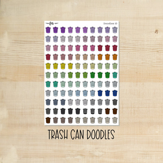 DOODLES-10 || TRASH CAN doodle planner stickers