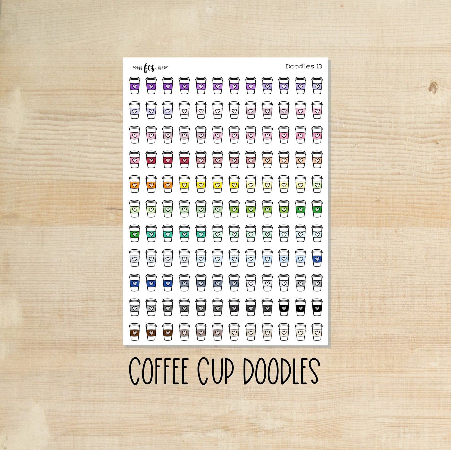 DOODLES-13 || COFFEE CUP doodle planner stickers