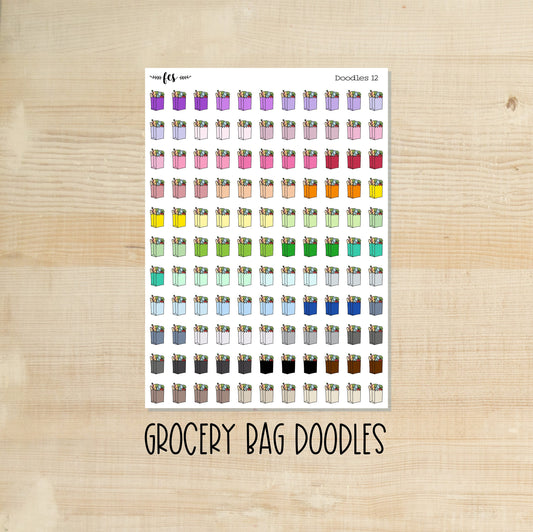 DOODLES-12 || GROCERY BAG doodle planner stickers