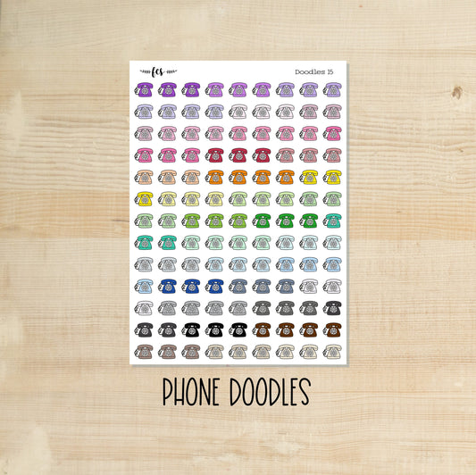 DOODLES-15 || PHONE doodle planner stickers