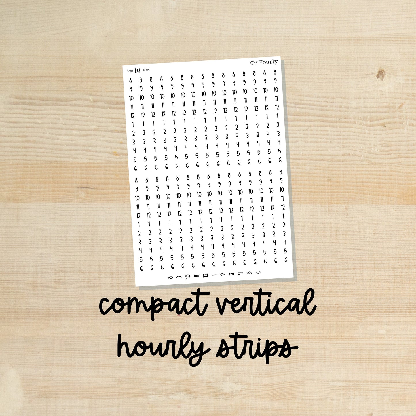 CV-HOURLY || Hourly stickers for Erin Condren Compact Vertical planner