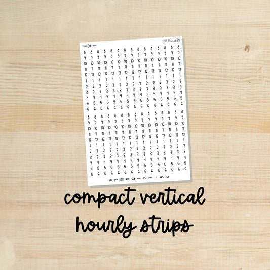 CV-HOURLY || Hourly stickers for Erin Condren Compact Vertical planner