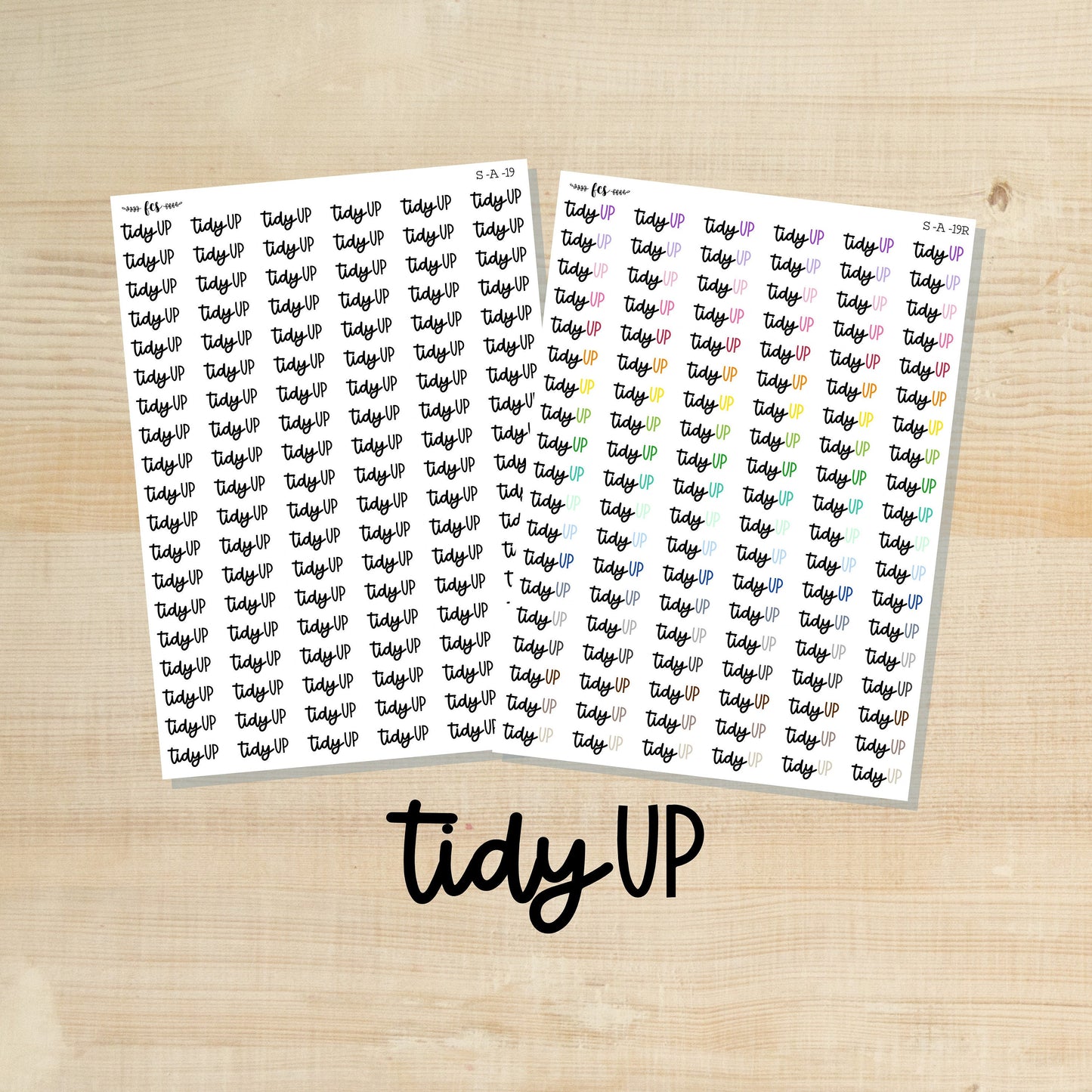 S-A-19 || TIDY UP script stickers