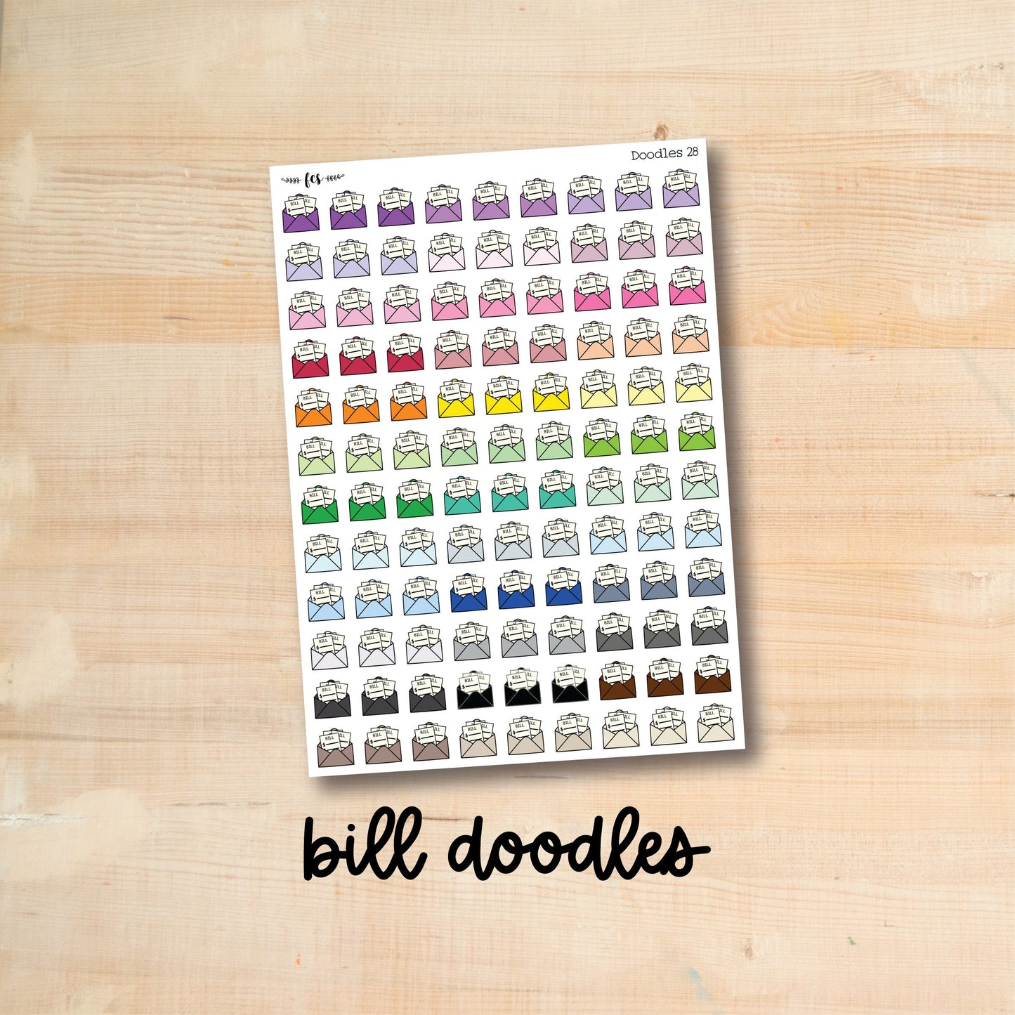 DOODLES-28 || BILL doodle planner stickers