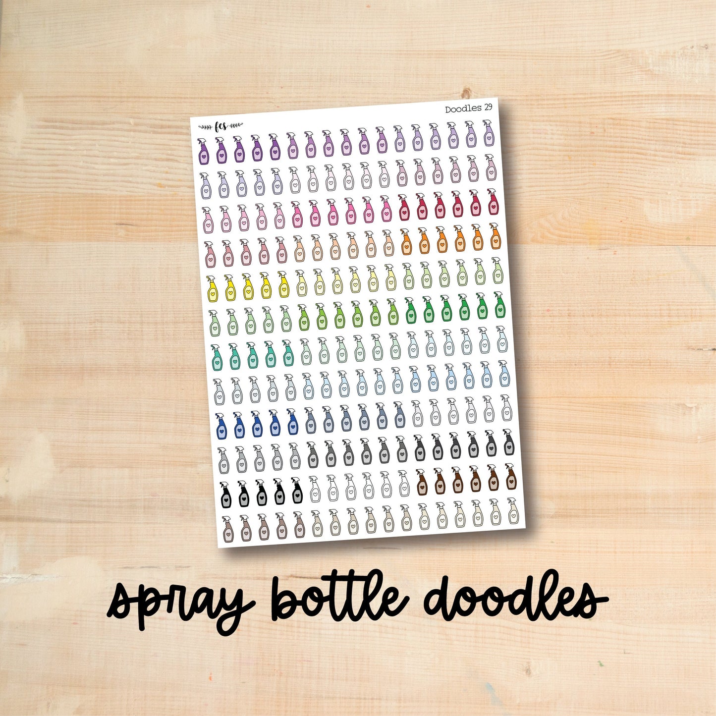 DOODLES-29 || SPRAY BOTTLE doodle planner stickers